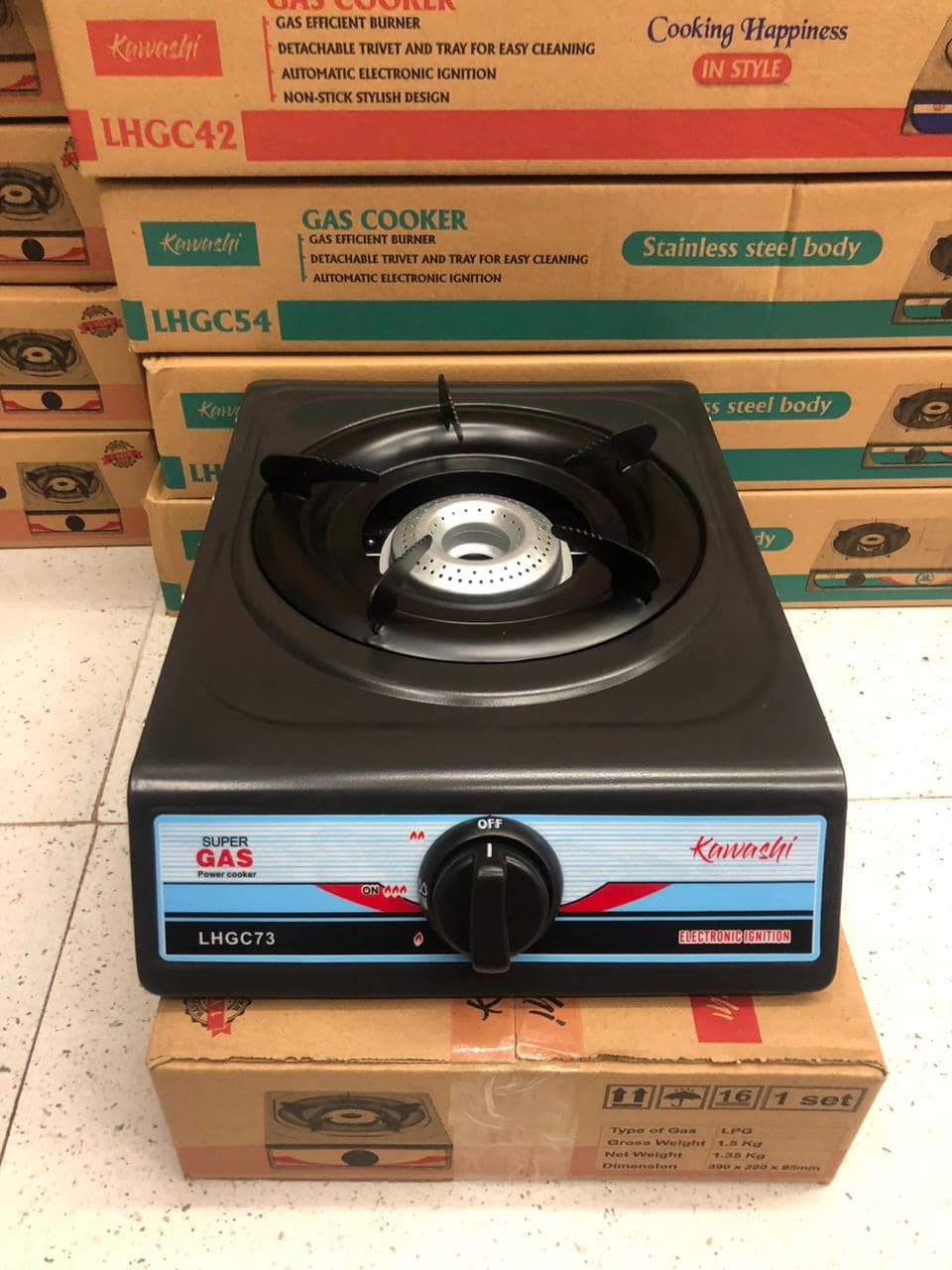 Kawashi 1 Burner Gas Cooker Non-Stick (Black) - Image 3