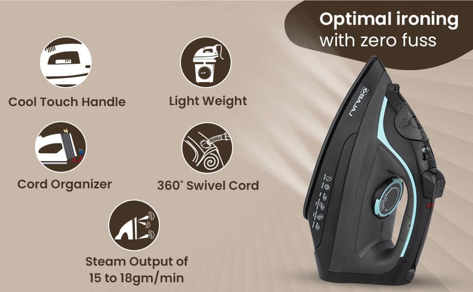 BAJAJ MX 45 Steam Iron 2000W (Black & Grey) - Image 6
