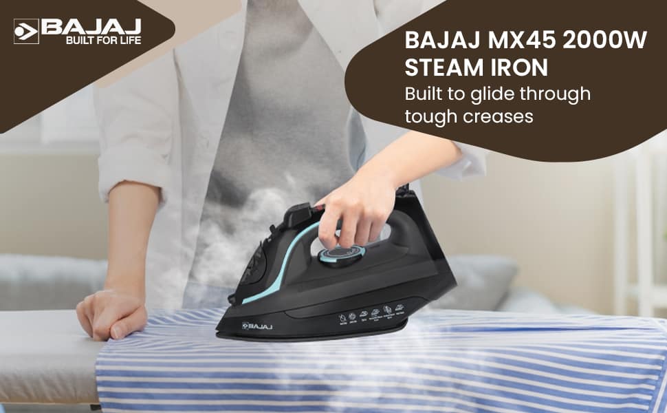BAJAJ MX 45 Steam Iron 2000W (Black & Grey) - Image 3