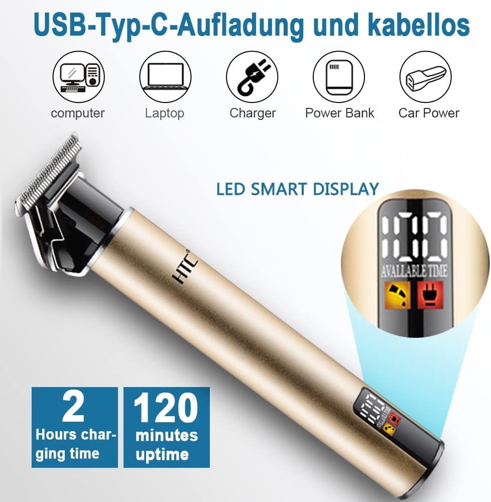 HTC Rechargeable Beard Trimmer AT-172 (Gold) - Image 3