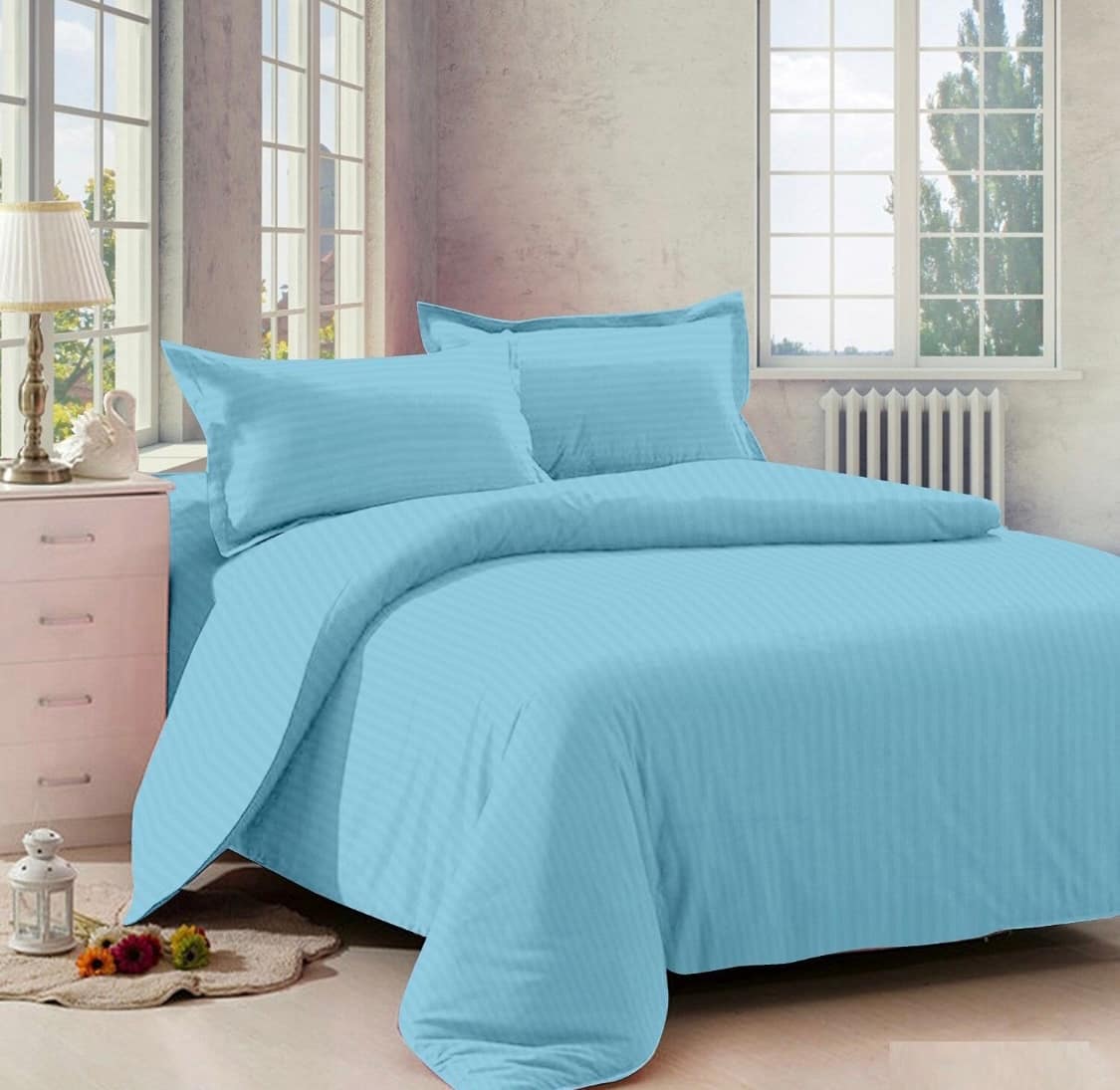 turquoise blue bed linen