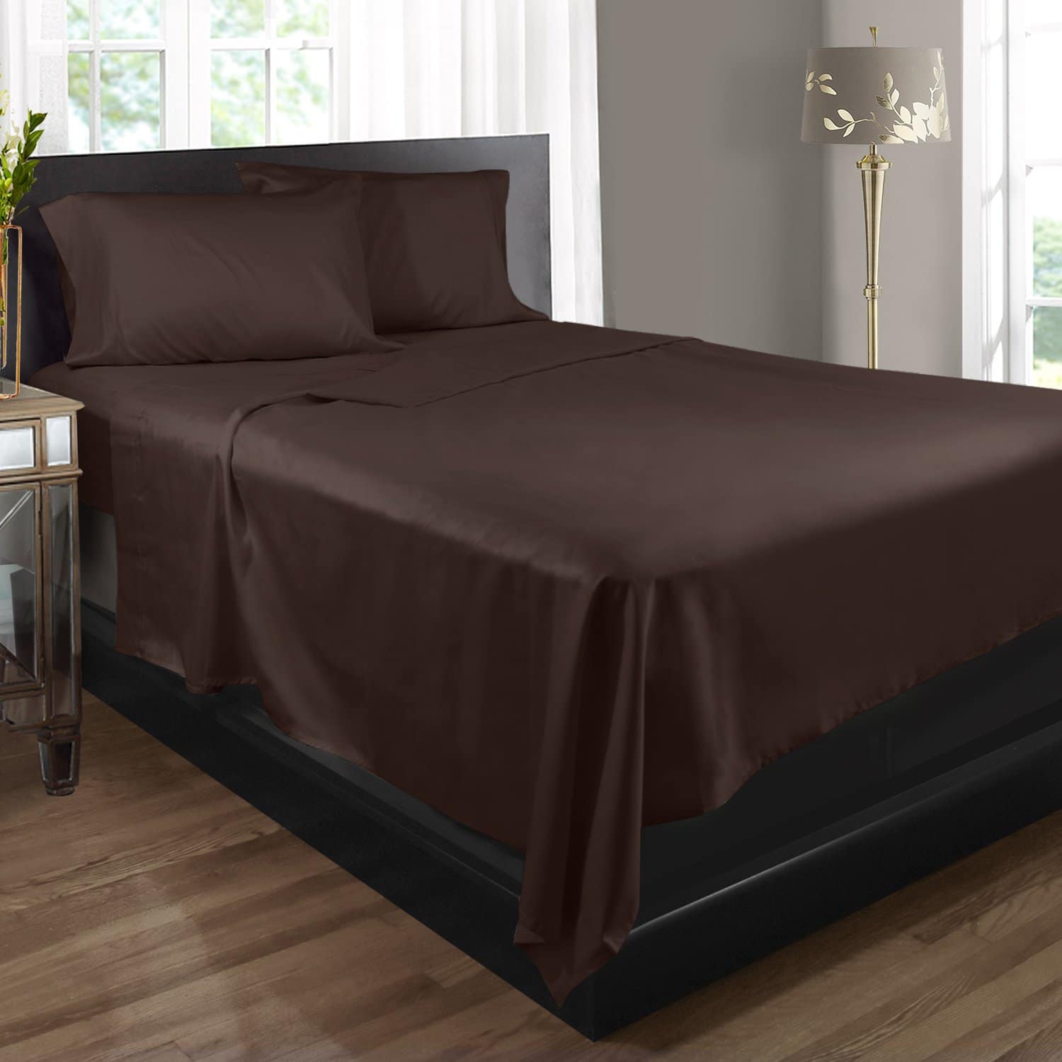 solid cocoa brown bedsheet