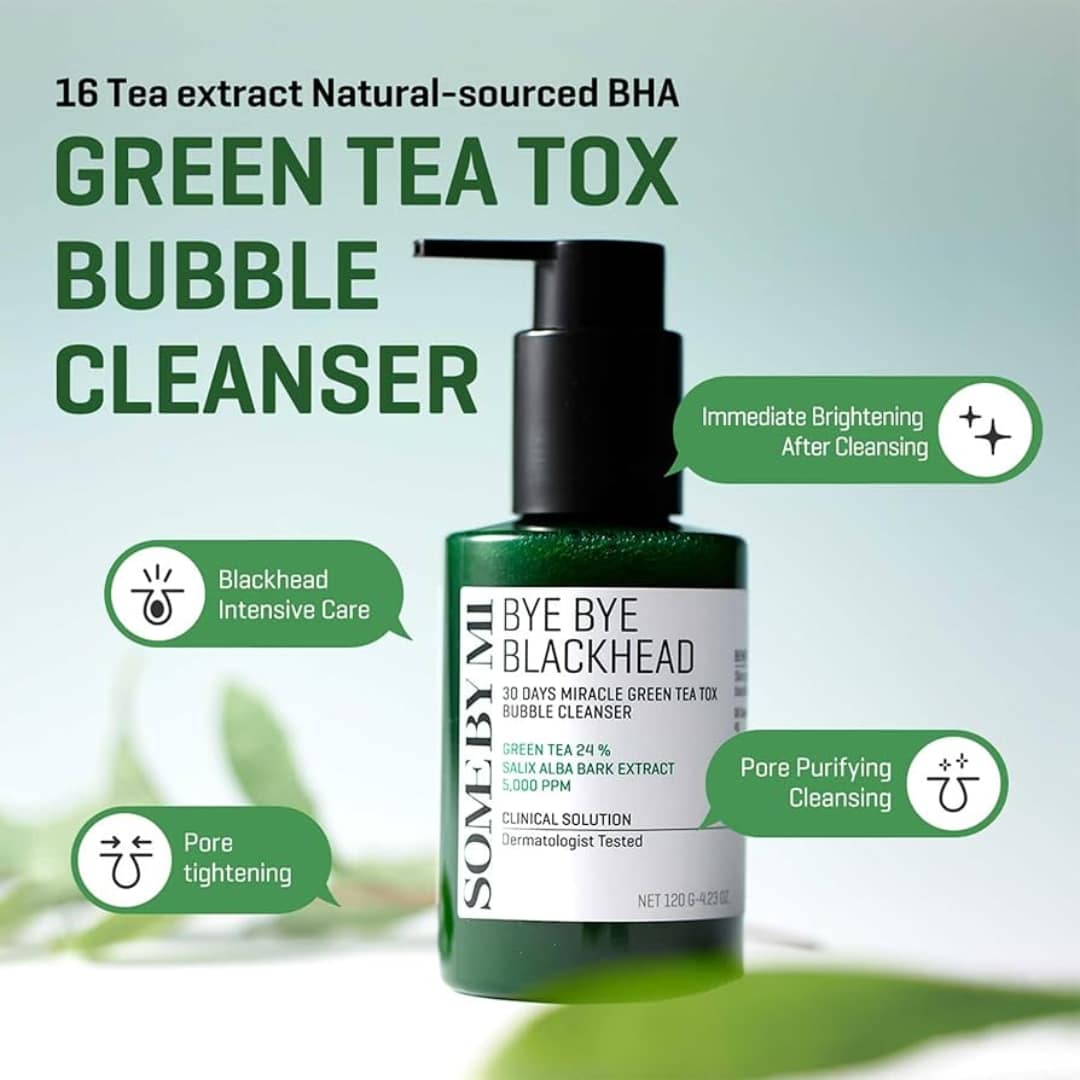 Some By Mi Bye Bye Blackhead 30 Days Green Tea Tox Bubble Cleanser - Image 3