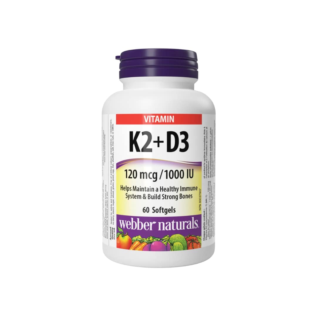 Webber Naturals Vitamin K2 + D3 120mcg 60 Softgels