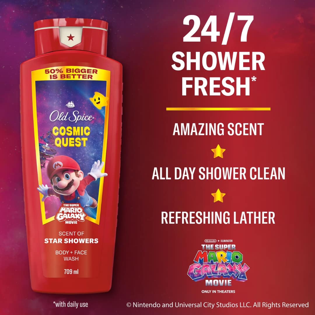Old Spice Body Wash for Men, Cosmic Quest, Scent of Star Showers, Old Spice x The Super Mario Galaxy Movie, 24/7 Shower Fresh 709ml - Image 4