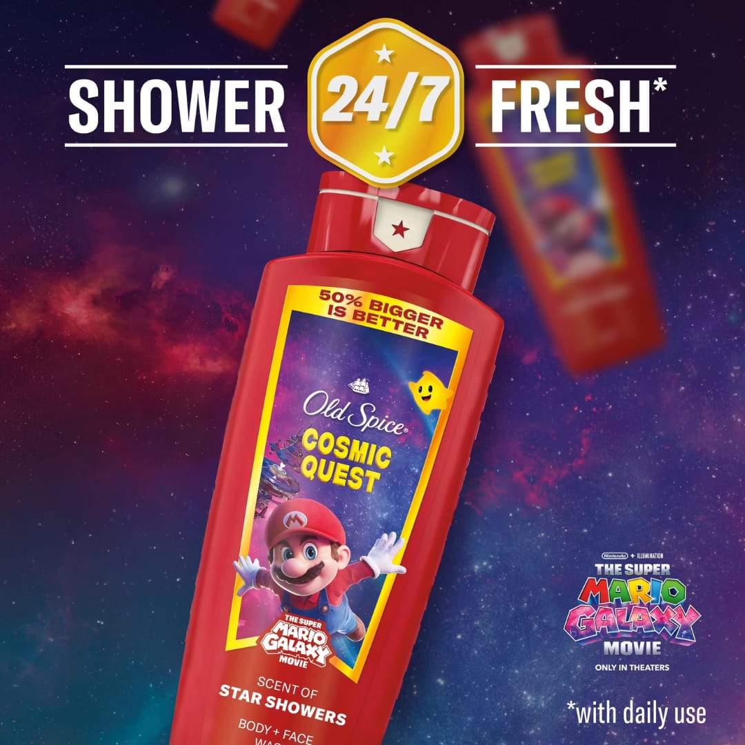 Old Spice Body Wash for Men, Cosmic Quest, Scent of Star Showers, Old Spice x The Super Mario Galaxy Movie, 24/7 Shower Fresh 709ml - Image 6