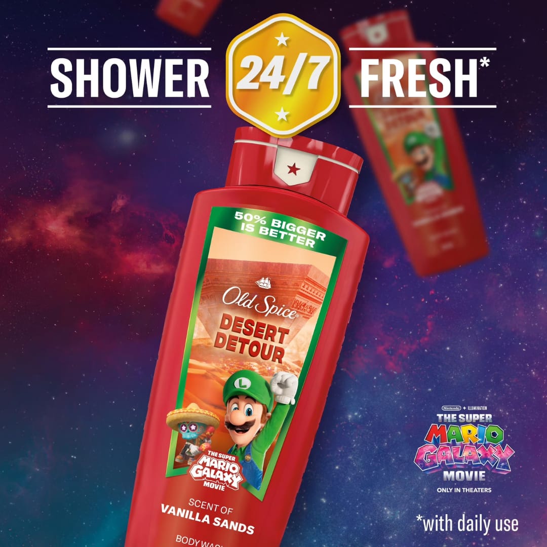 Old Spice Body Wash for Men, Desert Detour, Scent of Vanilla Sands, Old Spice x The Super Mario Galaxy Movie, 24/7 Shower Fresh 709ml - Image 6