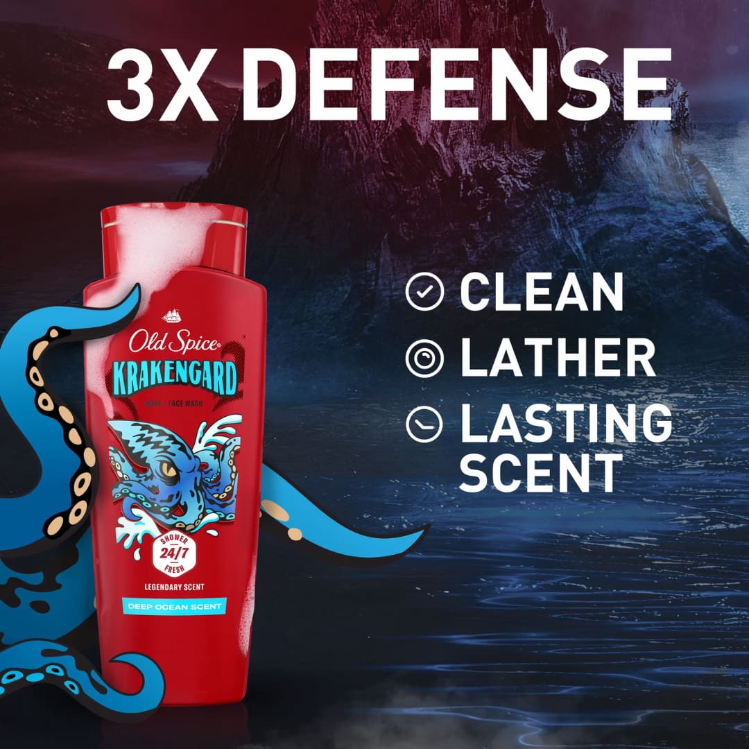 Old Spice Body Wash for Men, Krakengard, Long Lasting Lather 709ml