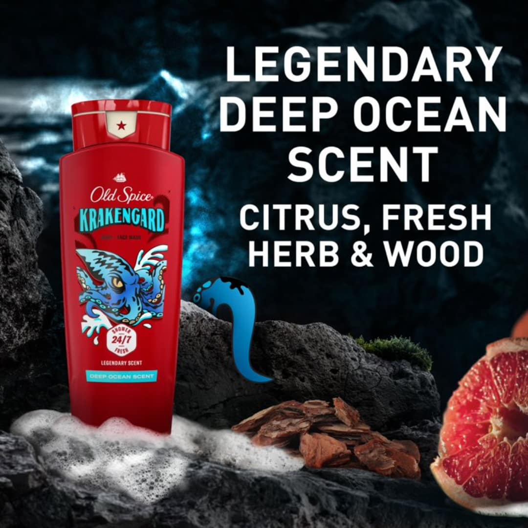 Old Spice Body Wash for Men, Krakengard, Long Lasting Lather 709ml - Image 4