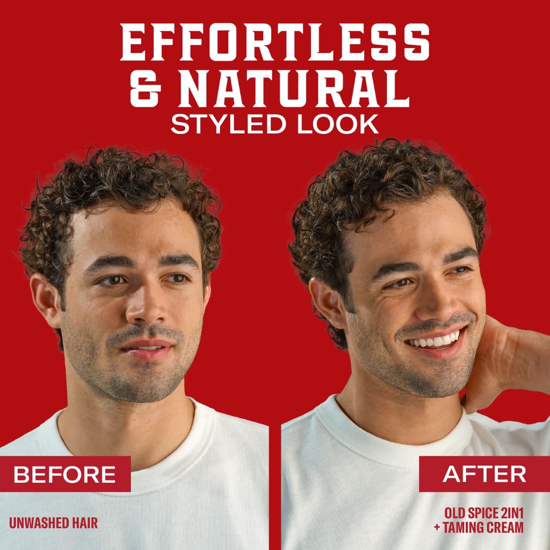 Old Spice Frizz-Free Taming Cream, Healthy & Strong with Vitamin E & Biotin, Low Hold 177ml - Image 5
