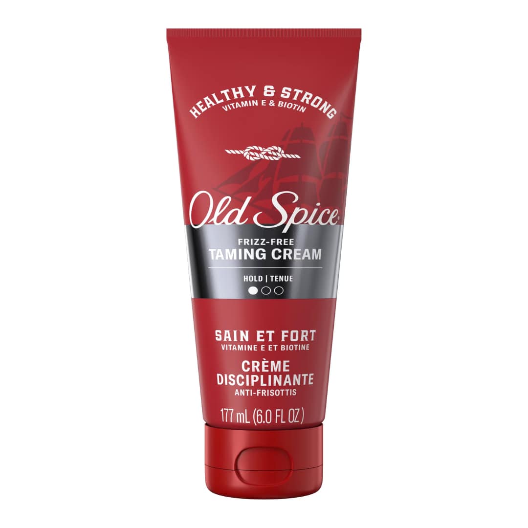 Old Spice Frizz-Free Taming Cream, Healthy & Strong with Vitamin E & Biotin, Low Hold 177ml Tube