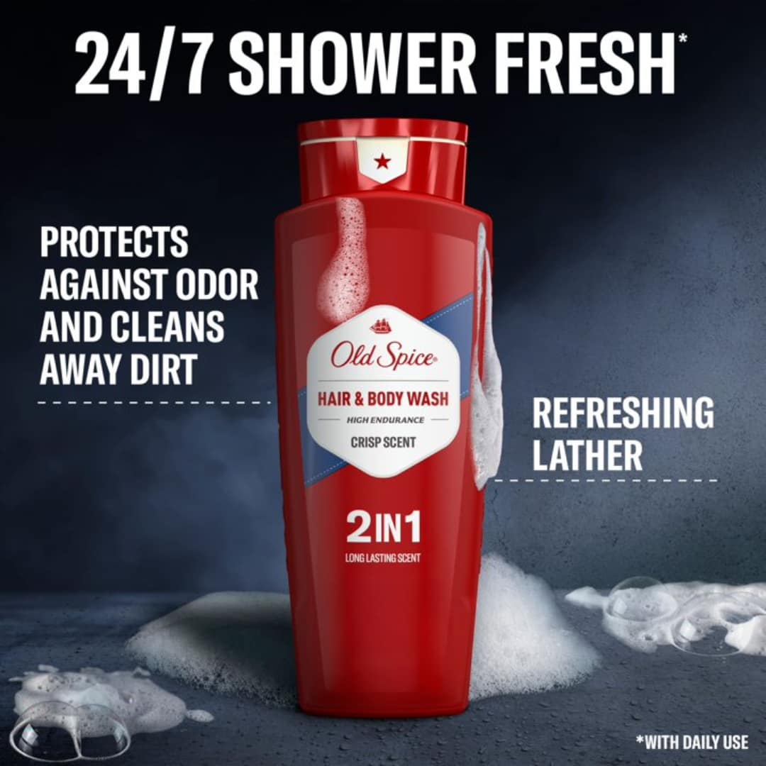 Old Spice High Endurance Hair & Body Wash for Men, Crisp Scent 532ml