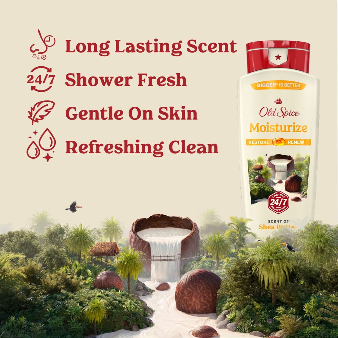 Old Spice Men's Body Wash Moisturize with Shea Butter 532ml - Image 3