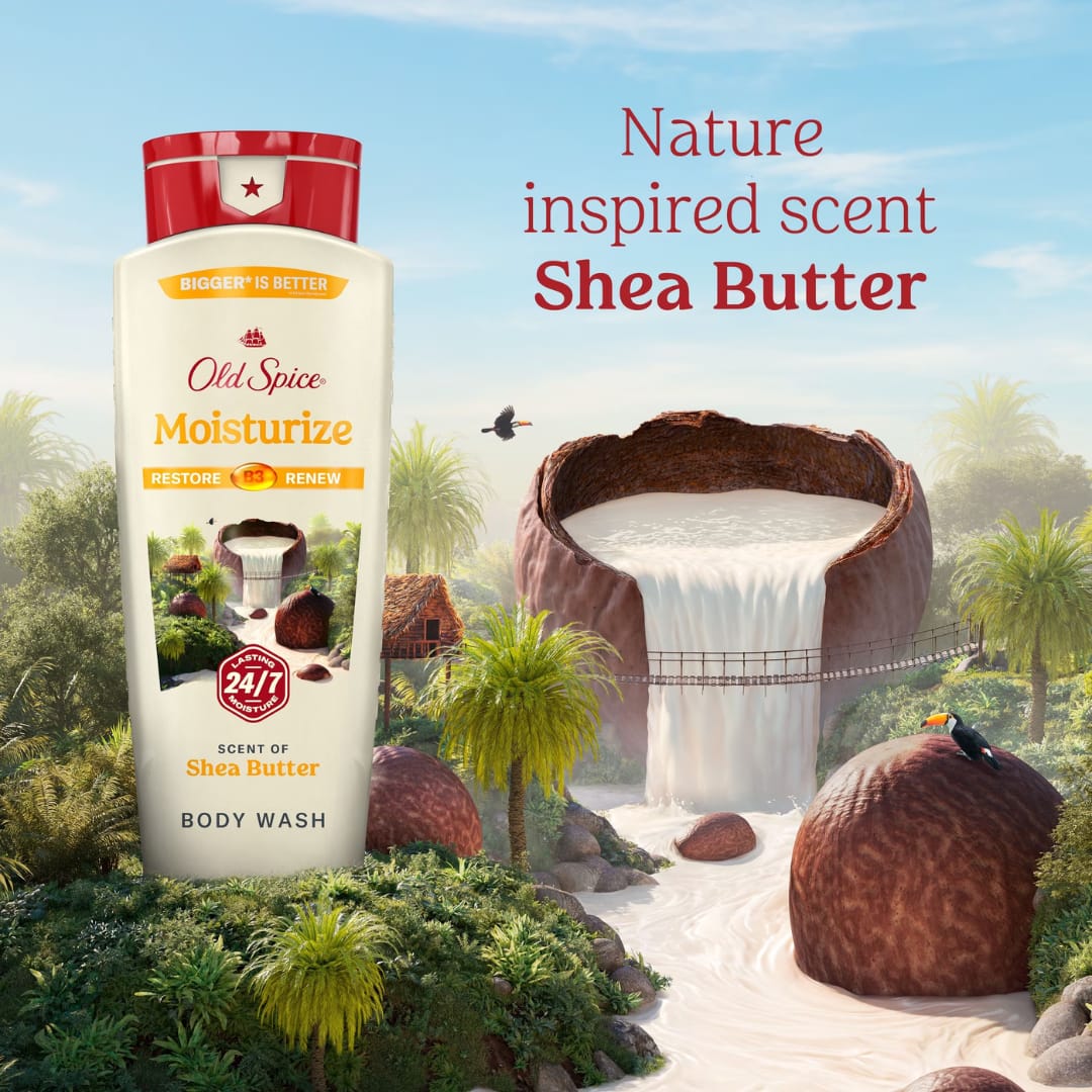Old Spice Men's Body Wash Moisturize with Shea Butter 532ml - Image 5