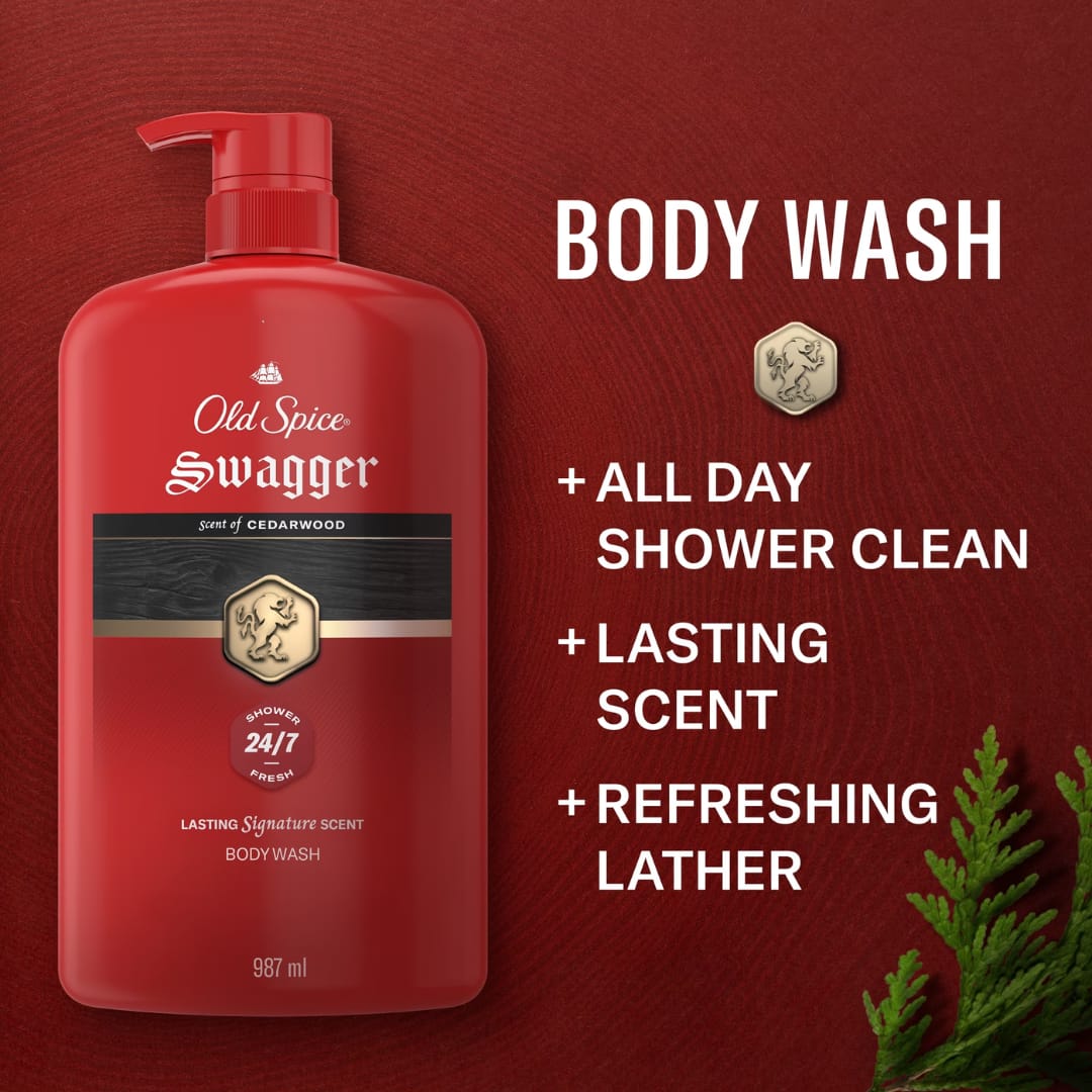 Old Spice Men's Body Wash Pump, Swagger Scent of Confidence 987ml - Image 4