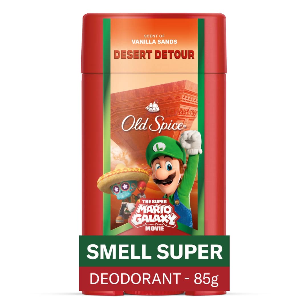 Old Spice Men’s Deodorant Aluminum Free, Desert Detour, Scent of Vanilla Sands, Old Spice x The Super Mario Galaxy Movie, 24/7 Lasting Freshness 85g