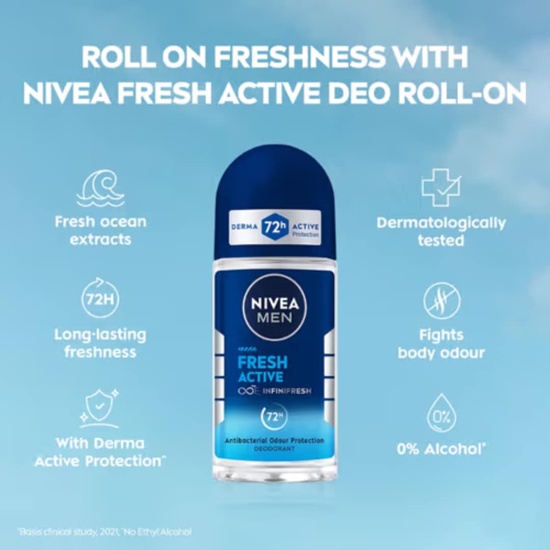 Nivea Fresh Active Anti-Perspirant Roll On - 50 ml - Image 2