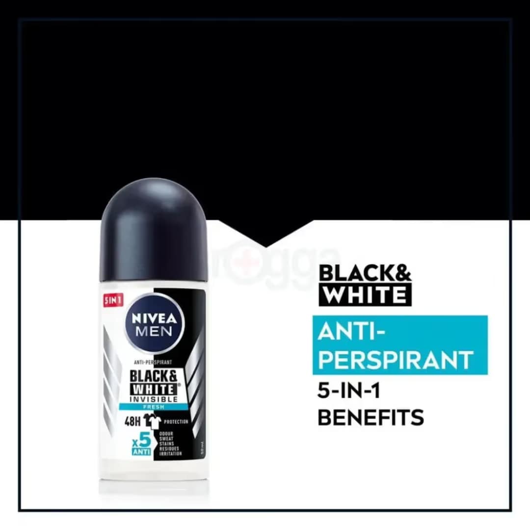 Nivea Men Black & White Invisible Fresh 48H Anti-Perspirant Roll On 50ml - Image 5