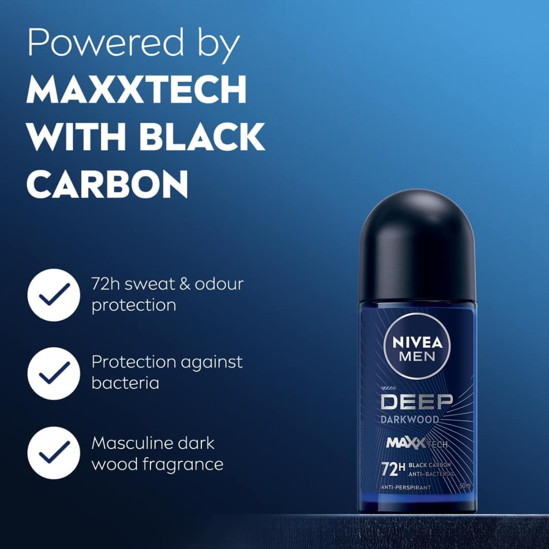 Nivea Men Deep Darkwood Anti-Perspirant Roll On 50ml - Image 5