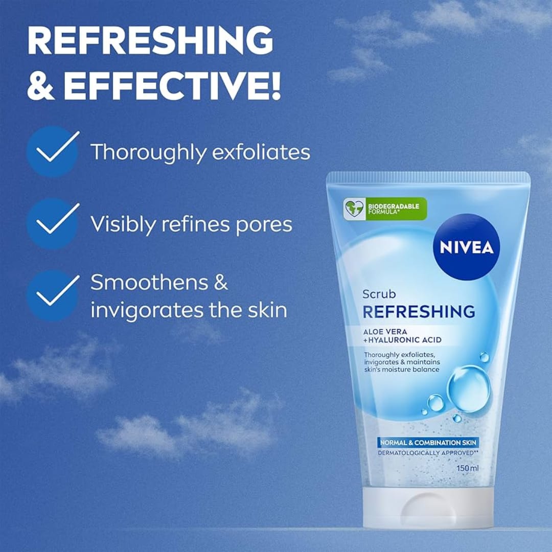 Nivea Refreshing Face Scrub with Hyaluronic Acid 150ml - Image 2