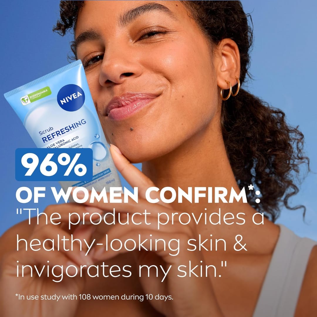 Nivea Refreshing Face Scrub with Hyaluronic Acid 150ml - Image 4