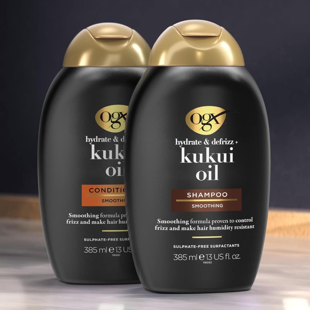 OGX Hydrate & Defrizz with Kukui Oil Smoothing Shampoo 385ml - Image 2