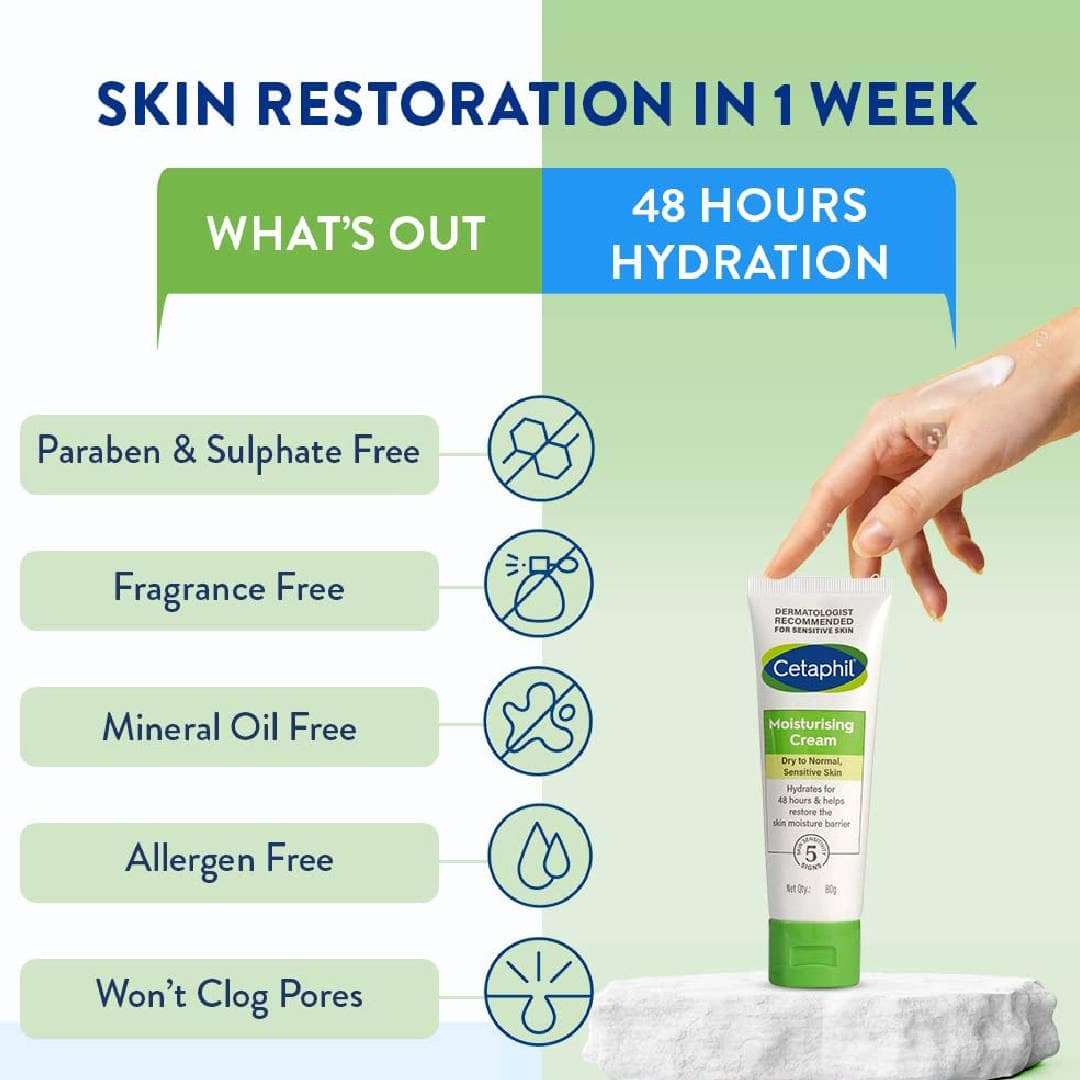 Cetaphil Moisturizing Cream Dry to Normal, Sensitive Skin 80g