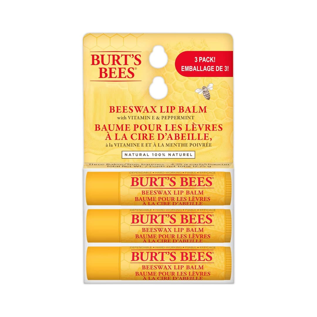Burt’s Bees 3 Pack! Beeswax Lip Balm With Vitamin E and Peppermint