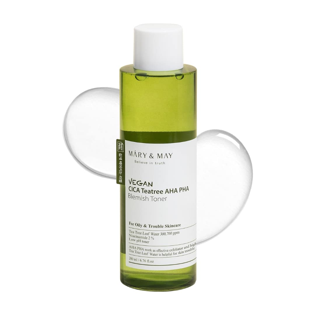 Mary&may Vegan Cica Tea Tree Aha Pha Blemish Toner 200ml