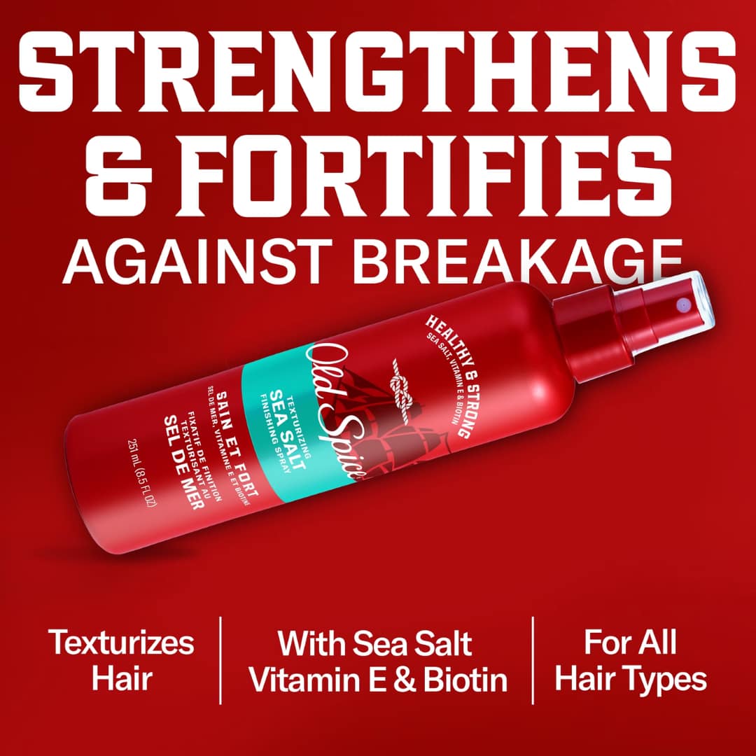 Old Spice Texturizing Sea Salt Finishing Spray for Men, Healthy & Strong with Vitamin E & Biotin, Medium Hold 251ml