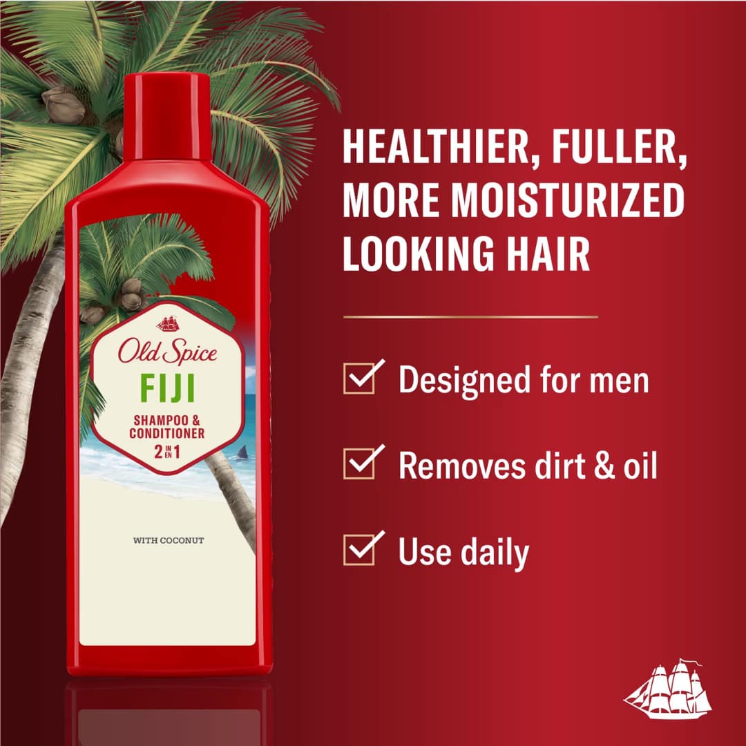 Old Spice Fiji 2in1 Shampoo & Conditioner for Men, Healthier, Fuller, More Moisturized Looking Hair 400ml