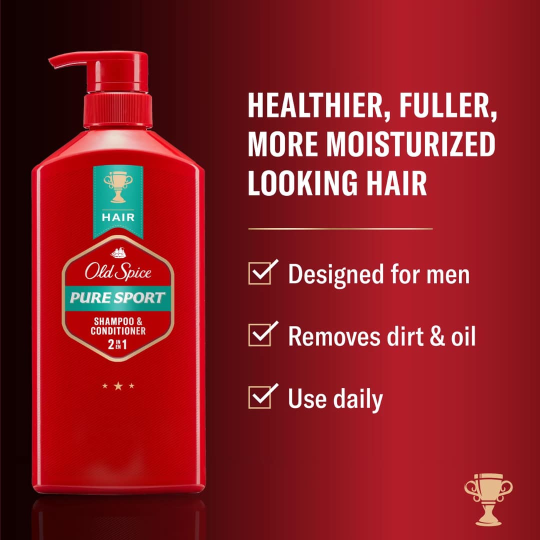 Old Spice Pure Sport 2in1 Shampoo and Conditioner for Men 600ml