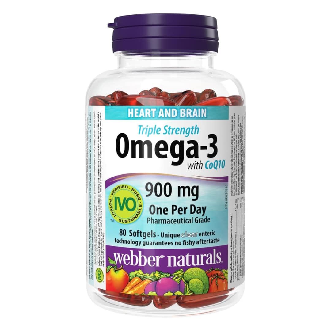 Webber Naturals Triple Strength Omega-3 with CoQ10 900mg 80 Softgels