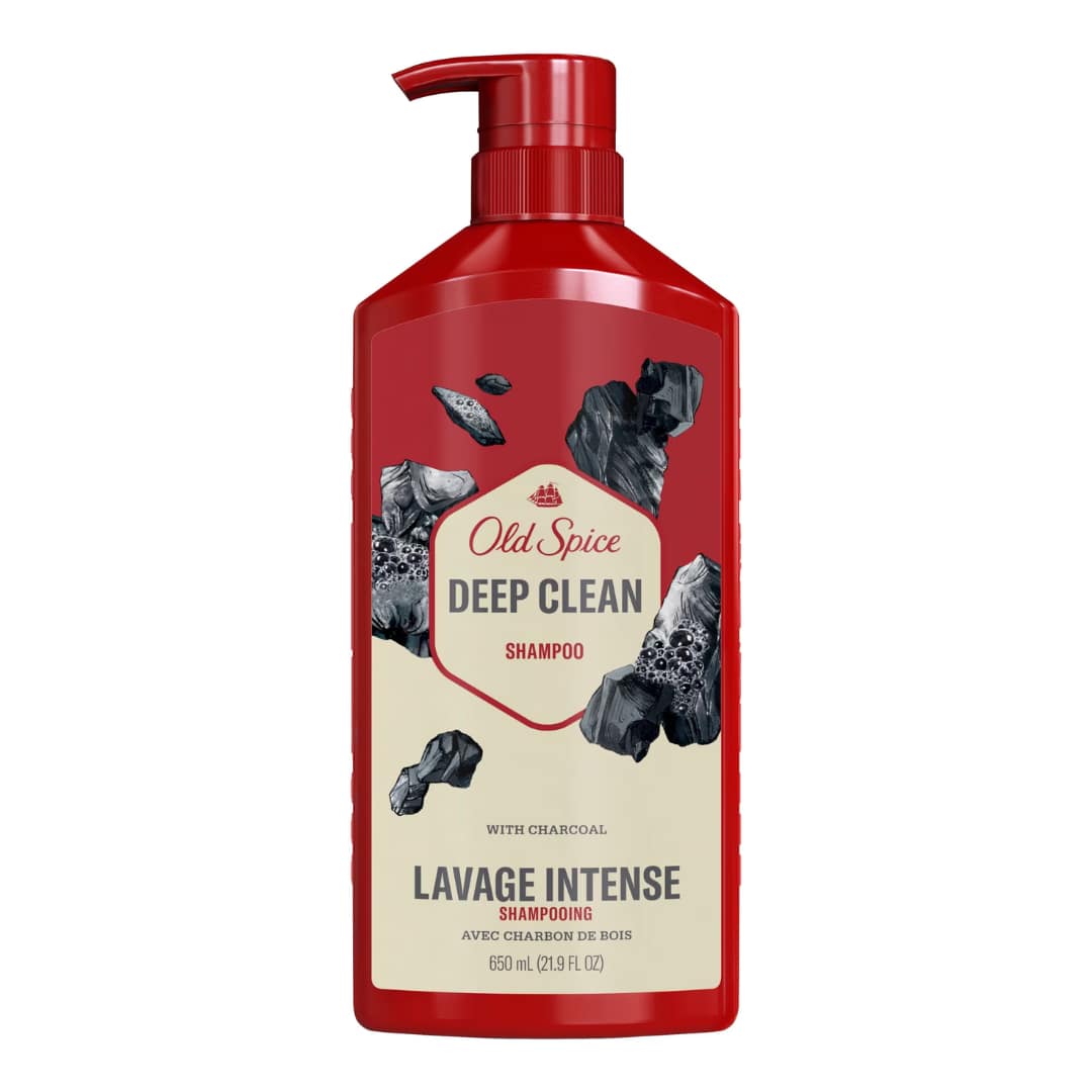 Old Spice Deep Clean Shampoo for Men with Charcoal, Fresh and Clean Scent, Removes Built Up Dirt and Oil 650ml