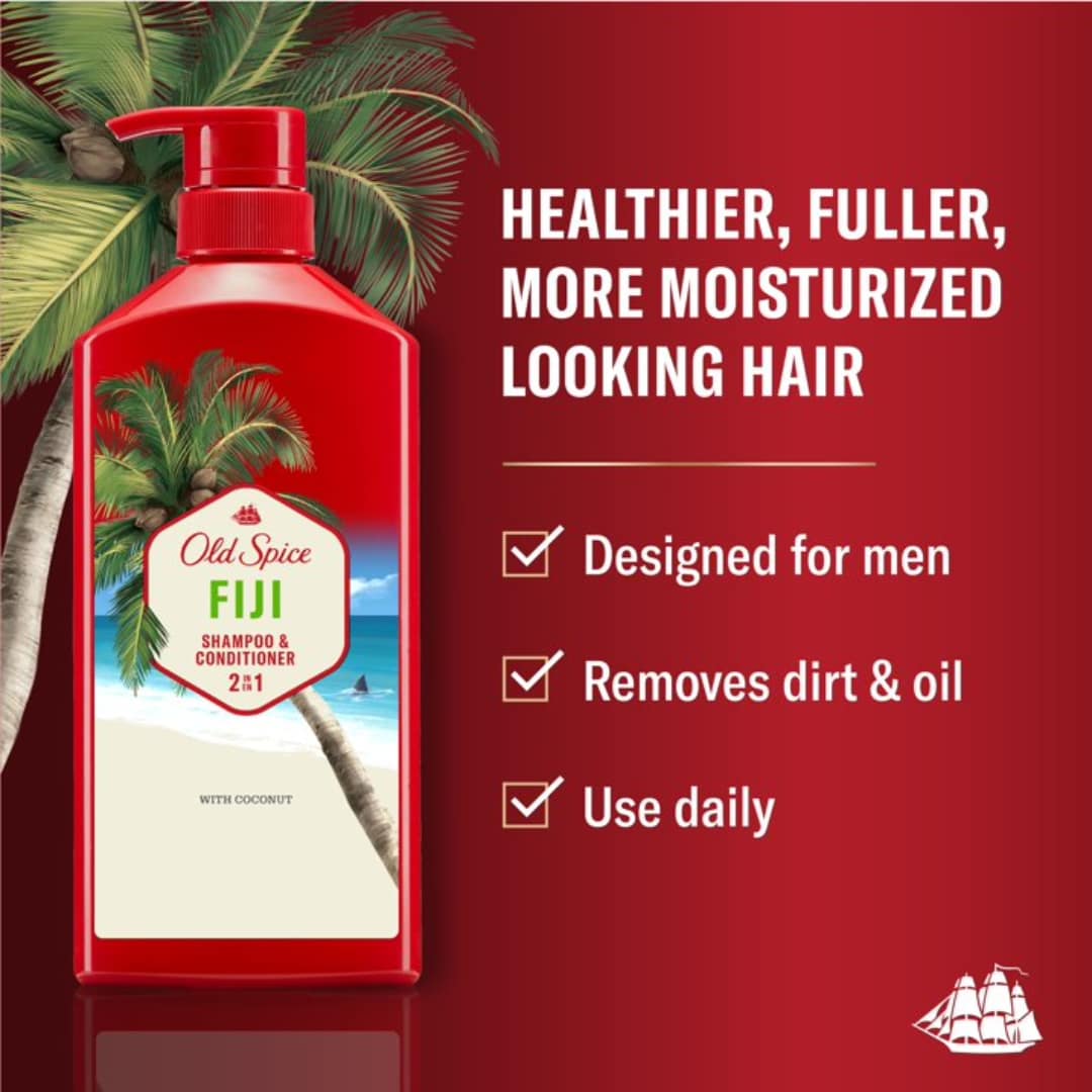 Old Spice Fiji 2in1 Shampoo & Conditioner for Men, Healthier, Fuller, More Moisturized Looking Hair 650ml