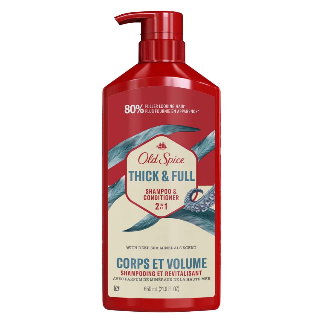 Old Spice Thick and Full 2in1 Shampoo and Conditioner for Men, Healthier, Fuller, More Moisturized Looking Hair 650ml