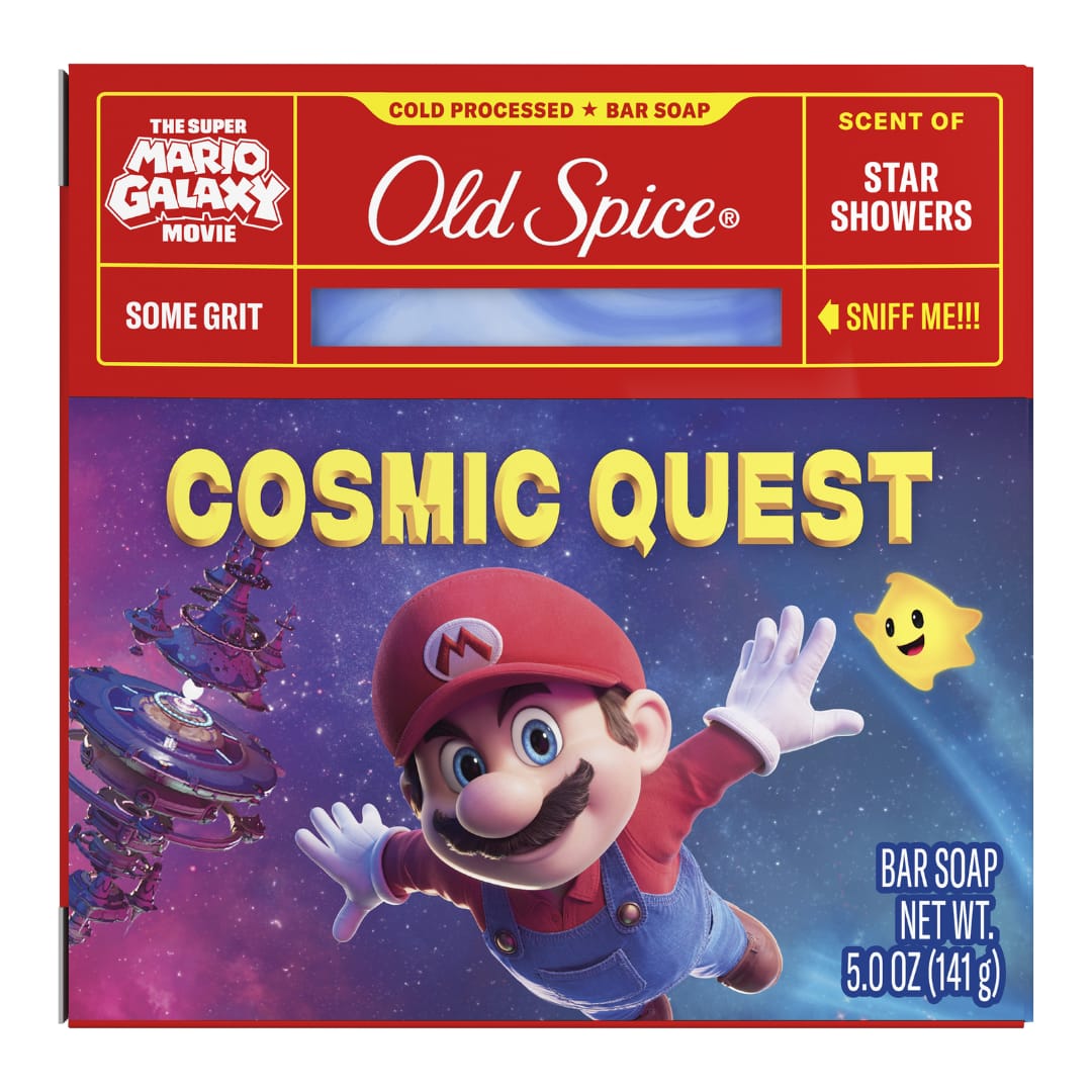 Old Spice Men’s Cold Processed Bar Soap, Cosmic Quest, Scent of Star Showers, Old Spice x The Super Mario Galaxy Movie, Some Grit, 141g
