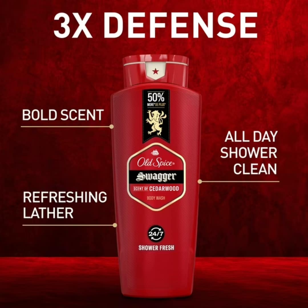 Old Spice Yule Smell Great Gift Set with Swagger 2in1 Shampoo & Conditioner , Red Collection Bodywash , Deodorant, and Shower Puff 85g